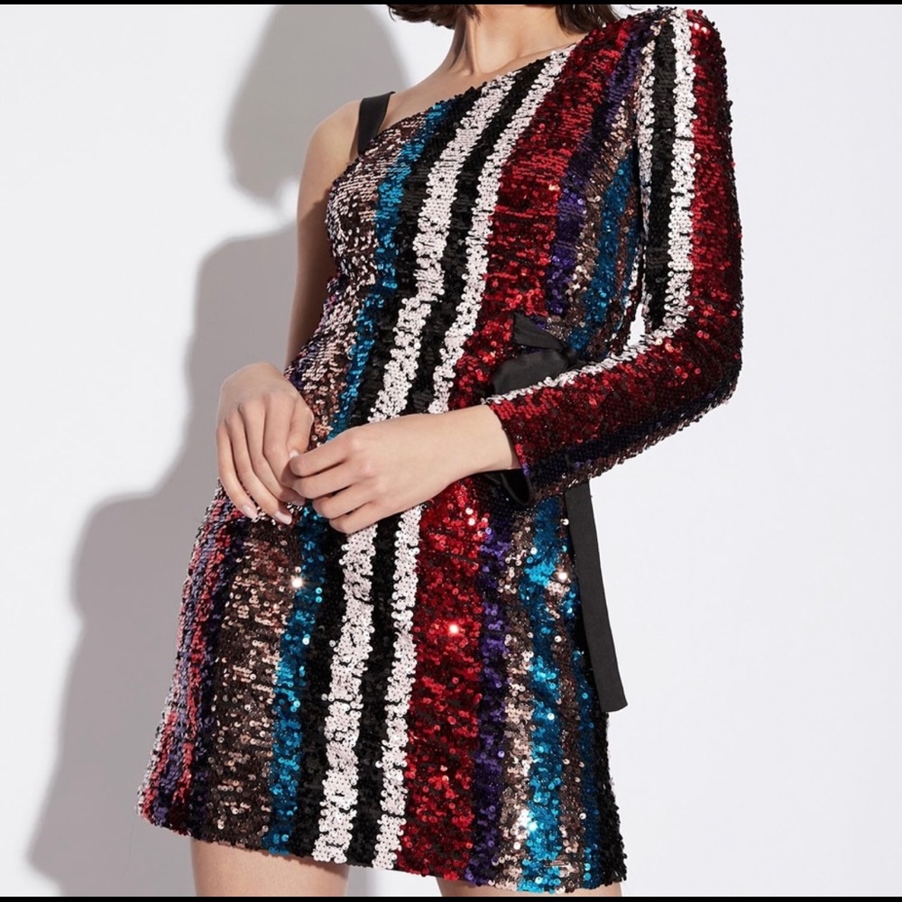 Armani Exchange Sequin sparkling one shoulder dress